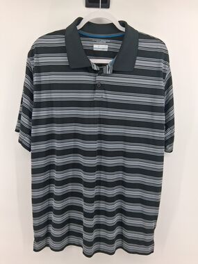 Columbia Men’s Black and Gray Striped Performance Polo